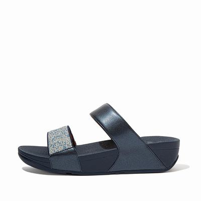 Fitflop Lulu Shimmer Splash Slides - Sandalen Damen - Navy (BKN489012)